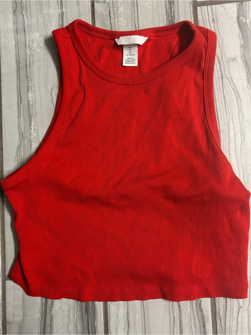 H&M Red Ribbed Crop Tank